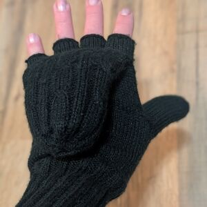 Black Fingerless Knit Gloves